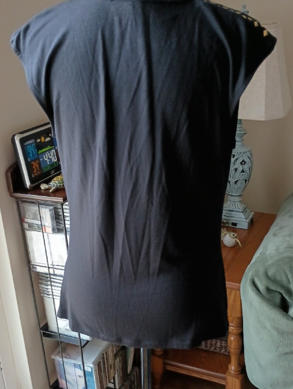 Chaus Black Cowl Neck Camisole with Gold Shoulder Cutouts - Picture 3 of 3